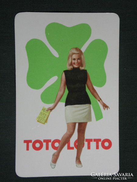 Kártyanaptár, Totó Lottó szerencsejáték, erotikus női modell, 1969 ,  (1)