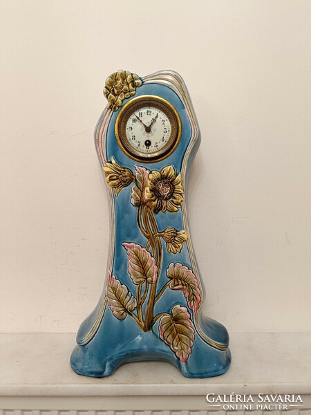 Antique Art Nouveau majolica porcelain furniture clock fireplace clock 345 8070