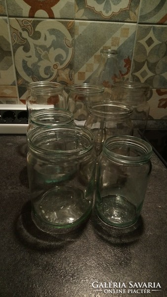 Old canning jars + milk bottle