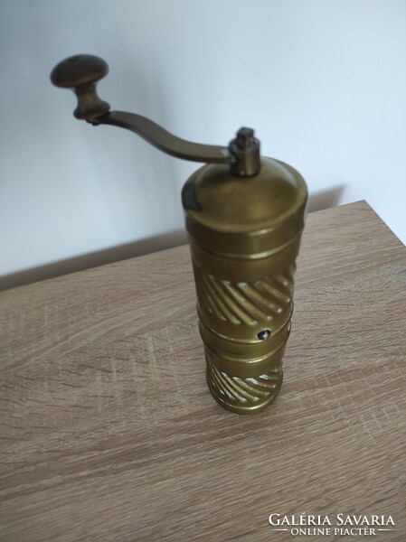 Brass coffee and pepper grinder