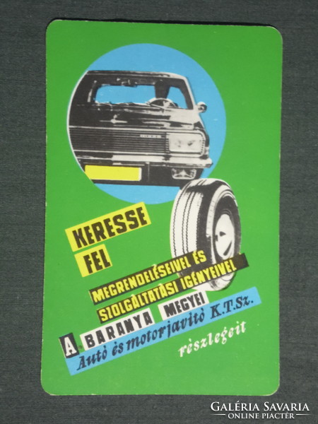 Kártyanaptár, Baranya megyei autó motorjavító Ktsz, Pécs, 1968 ,  (1)