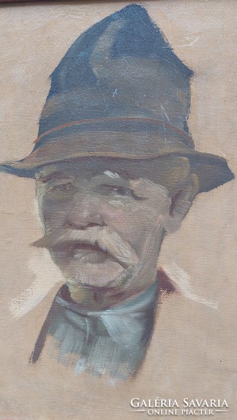 Kalapos férfi portré festmény