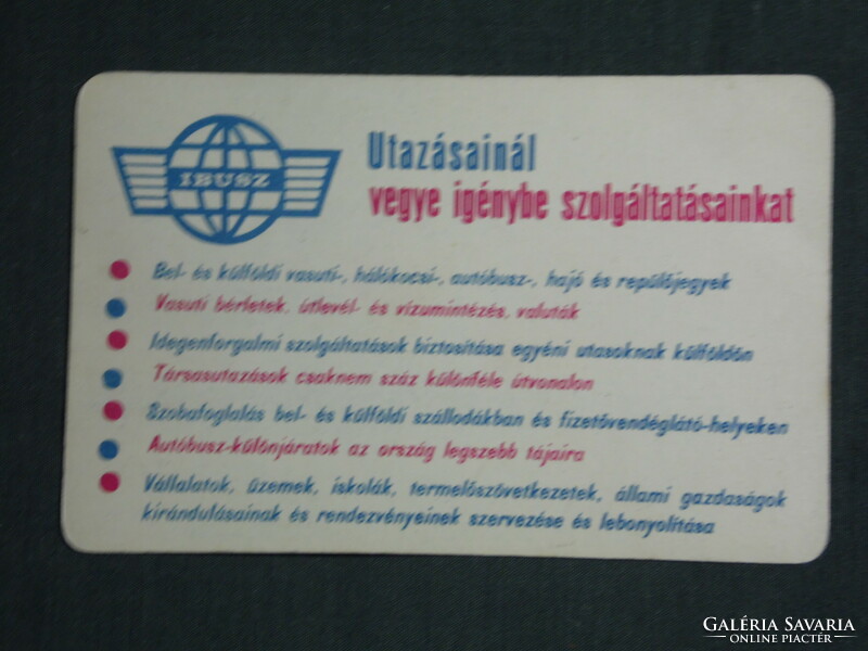 Kártyanaptár, IBUSZ utazási iroda, 1968 ,  (1)