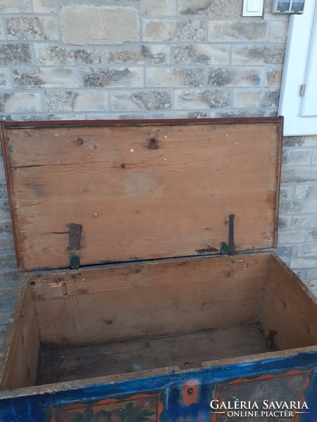 Old painted folk pine chest