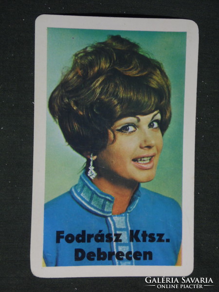 Card calendar, hair salon, Debrecen, erotic female model, 1970, (1)