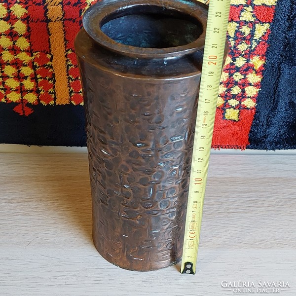László Dömötör industrial goldsmith copper alloy vase