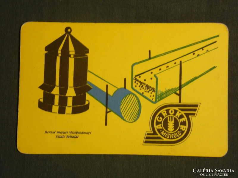 Kártyanaptár, Borsod megyei Agroker, Agrotröszt,Miskolc, grafikai rajzos, 1968 ,  (1)