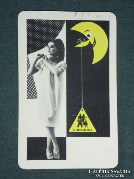 Card calendar, state department store, clothing, fashion, erotic female model, graphic artist, moon, 1968, (1)