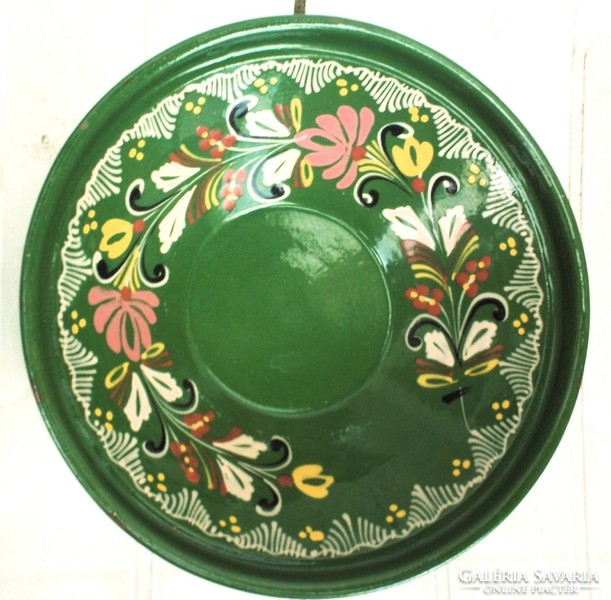 Glazed painted ceramic wall bowl, plate or table offering