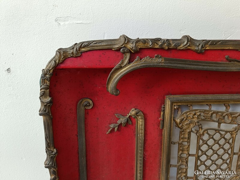 Antique classicist stove fireplace frame cast copper with decorative copper applique door 450 8130