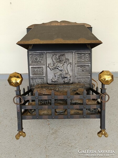 Antique open hearth iron copper stove fireplace decoration 442 8131