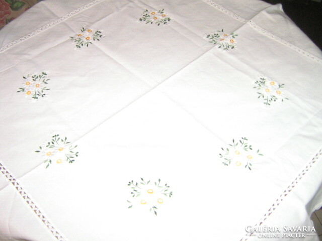 Beautiful handmade crochet embroidered tablecloth