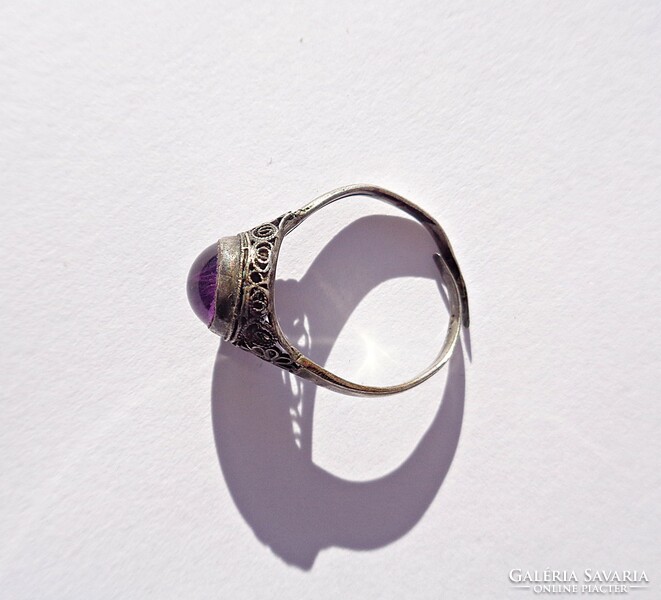 Ametiszt köves, állítható méretű, 925-ös ezüst gyűrű