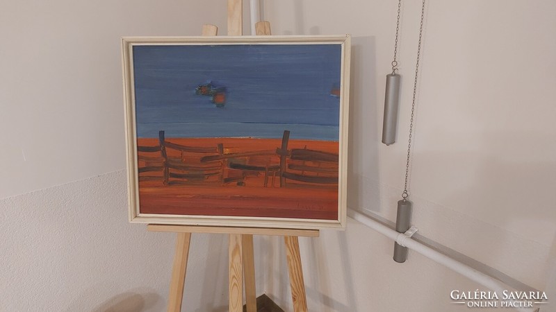 (K) Nagy Sándor tájképfestmény 50x60 cm + keret