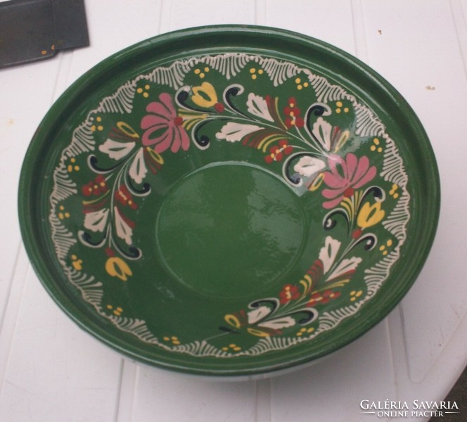 Glazed painted ceramic wall bowl, plate or table offering