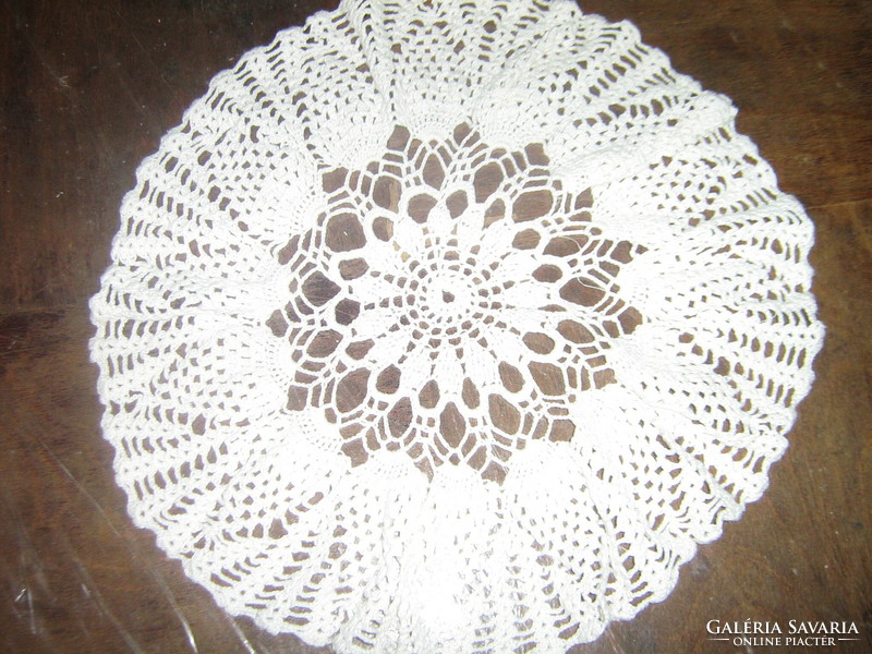 Beautiful antique handmade crochet round tablecloth