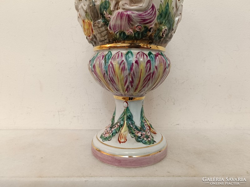 Antik capodimonte Capo di monte dúsan aranyozott sokalakos porcelán boros kancsó 385 8071