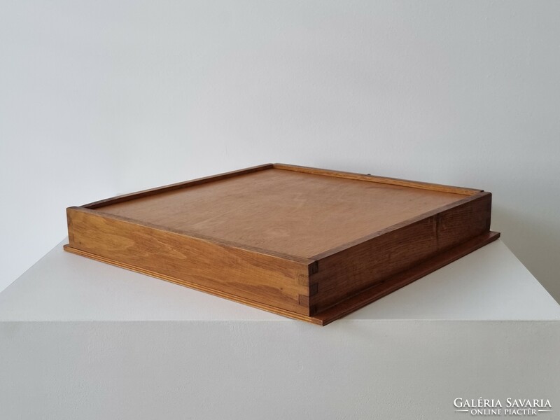 Régi patinás fa tároló, doboz kihúzható tetővel - 30*30 cm