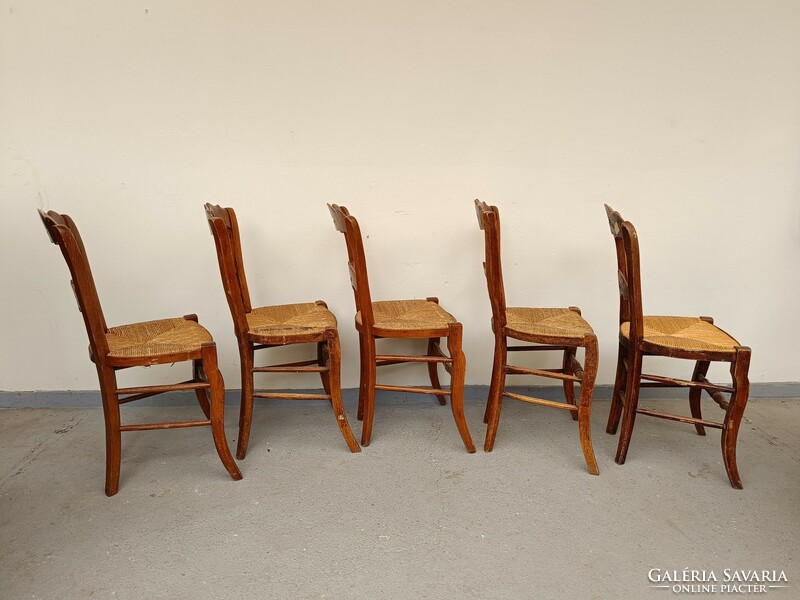 Antik népi paraszt bútor 5 darab fonatos fa szék 439 8125