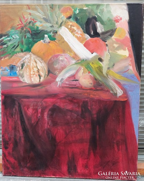 Tabletop still life oil on canvas painting