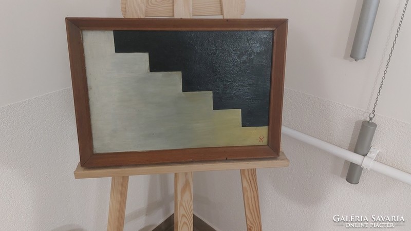 (K) Stadler Zoltán absztrakt festmény 33x46 cm + kerettel