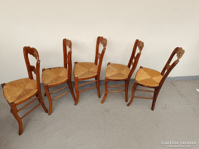 Antique folk peasant furniture 5 pieces wicker wooden chairs 439 8125