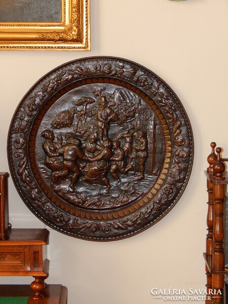 65 cm bronze wall plate, excellent goldsmith's work, in excellent condition, xx. No. The beginning