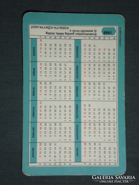 Card calendar, Kossuth publishing house, graphic artist, quill pen, red star, 1968, (1)