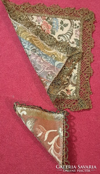 2 old silk brocade tapestry tablecloths in display case (l4242)
