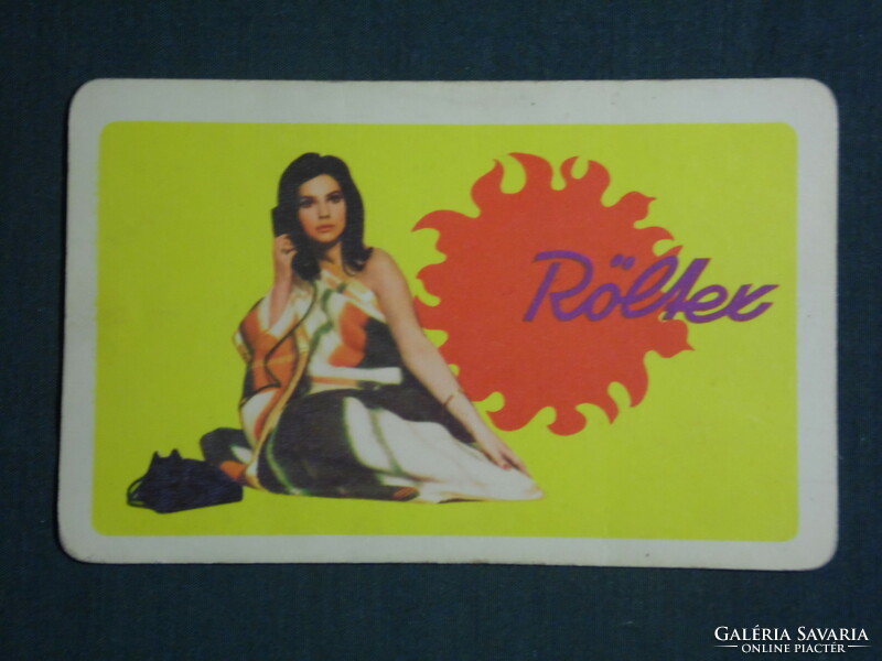 Kártyanaptár, Röltex textilkereskedelmi, ruházat,divat üzletek,erotikus női modell, 1968 ,  (1)