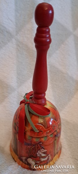 Hintalovas karácsonyi porcelán csengő (L4230)