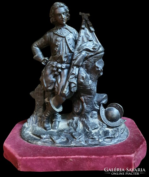 Classic French pewter soldier statue