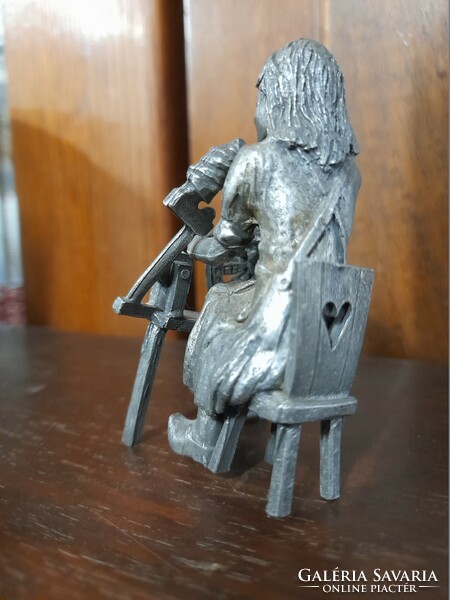 Part of Dutch daalderop zinn/tin disabled woman small sculpture, sculpture collection.