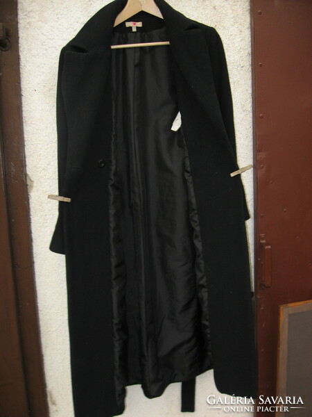 KOOKAI VICTOR HUGO fekete gyapjús szövet női hosszú kabát 40