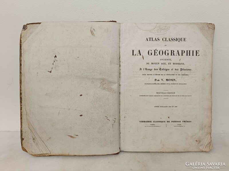 Antique book geographical atlas map 1938 - 39 school year Paris geography 408 8095