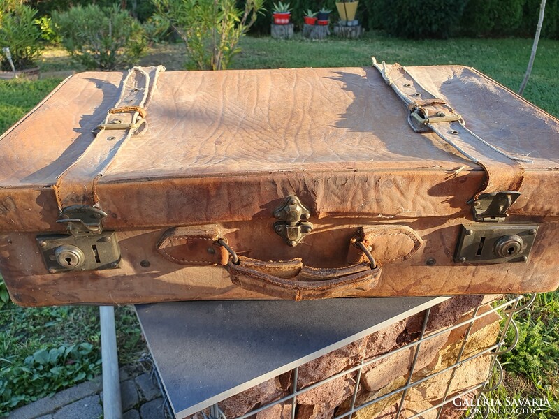 Antique leather suitcase