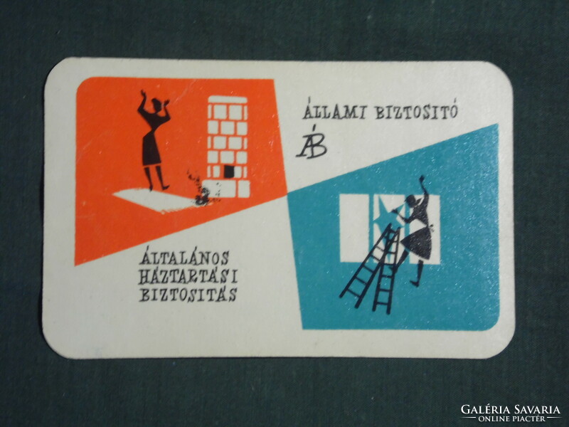 Kártyanaptár, Állami Biztosító, általános biztosítás ,grafikai rajzos, 1961 ,  (1)