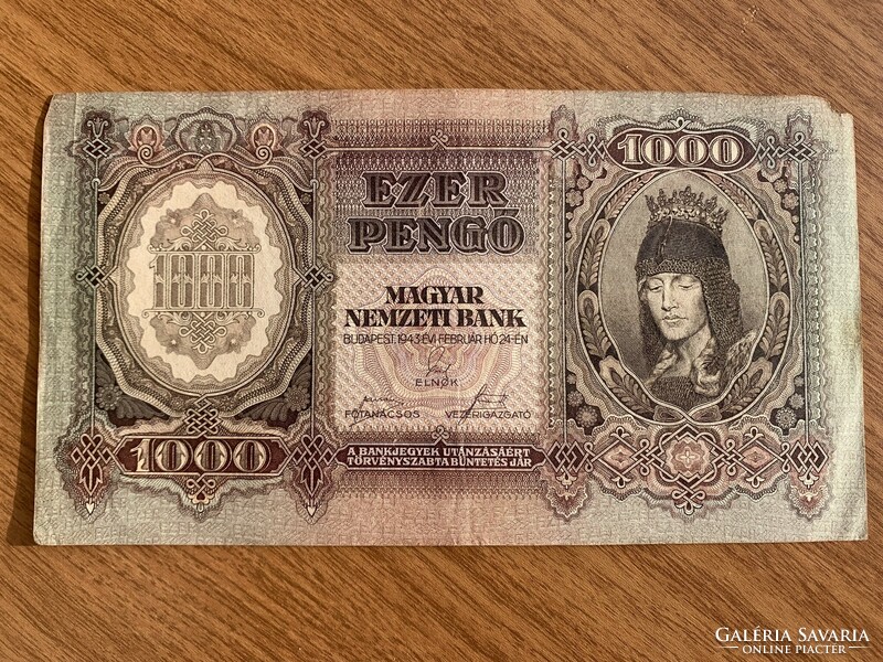 1000 Pengő 1943 Feb. 24 Szálas banknote