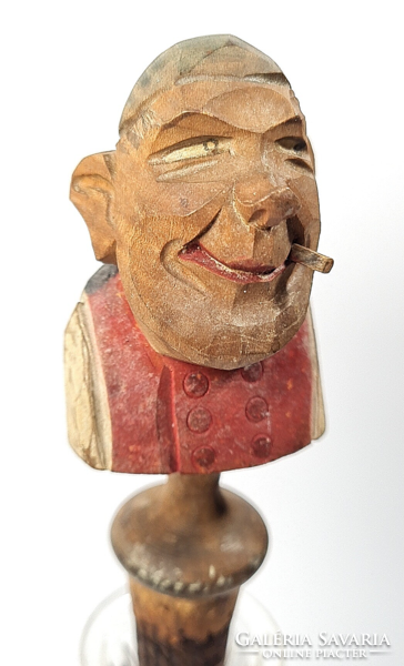 KIÁRÚSÍTÁS !!! :)  Vintage/antik figurális, faragott fa dugódísz