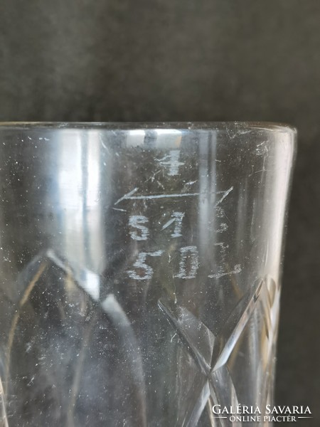 Antique scaled tin lid with polished blown glass Biedermeier beer mug