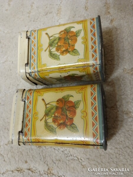 Old retro small metal spice boxes. 2 together.