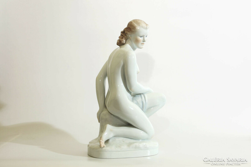 45cm Herend kneeling female nude figure | 5719 Croatian Geza statues