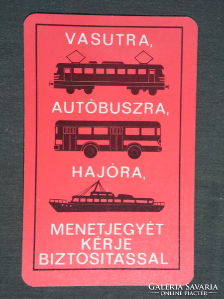 Kártyanaptár, Állami Biztosító, grafikai rajzos, villamos,autóbusz,hajó, 1967 ,  (1)