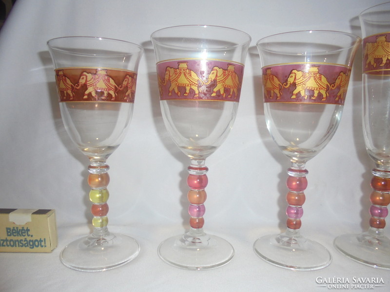 Champagne glass with elephant decor - seven pieces together