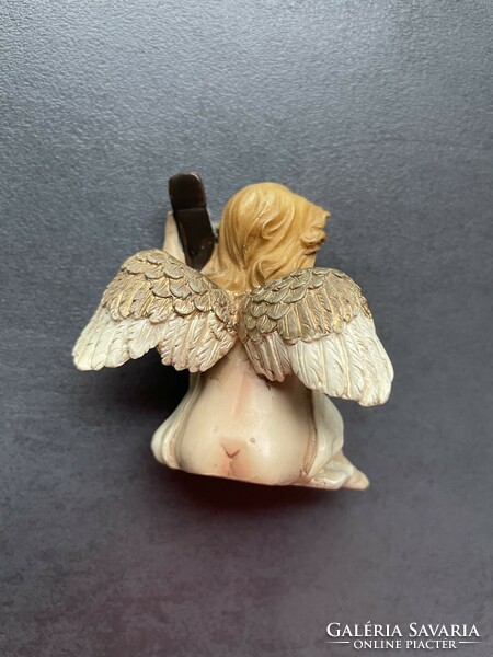 High-quality, hand-painted polyresin lute angel