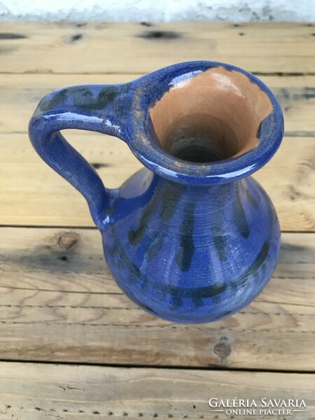 Retro handle vase-jug folk ceramic chip 1969