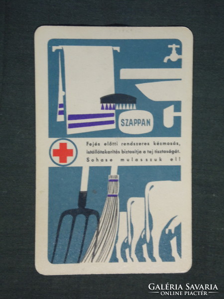 Kártyanaptár, Magyar Vöröskereszt,egészségmegelőzés, moss kezet grafikai rajzos, 1963 ,  (1)
