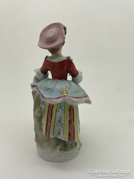 Sitzendorf German porcelain figure in an elegant lady's hat 15 cm