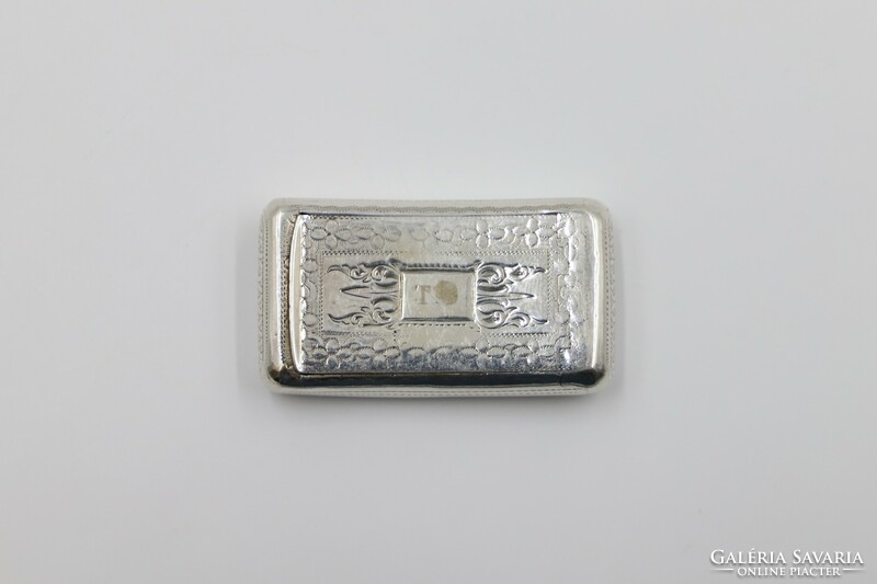 Antique slightly curved silver snuff box