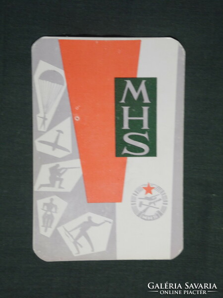 Kártyanaptár, MHS honvédelmi sportszövetség, grafikai rajzos, 1964 ,  (1)